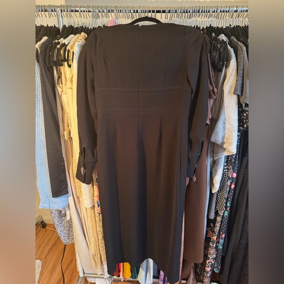 Yigal Azrouël Crepe Midi Length Dress Open Slit Long Sleeve - Picture 9 of 9